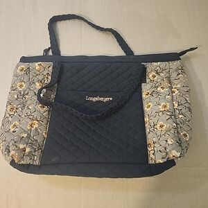 Longaberger Floral Quilted Women's Bag - Black and Cream